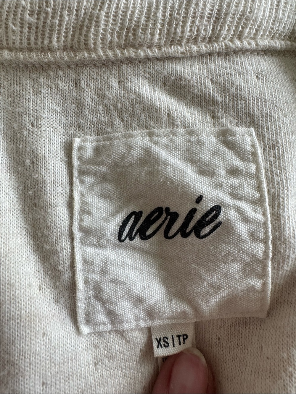 aerie Oatmeal Ribbed Collared Pullover & Drawstring Shorts Set - Picture 4 of 4